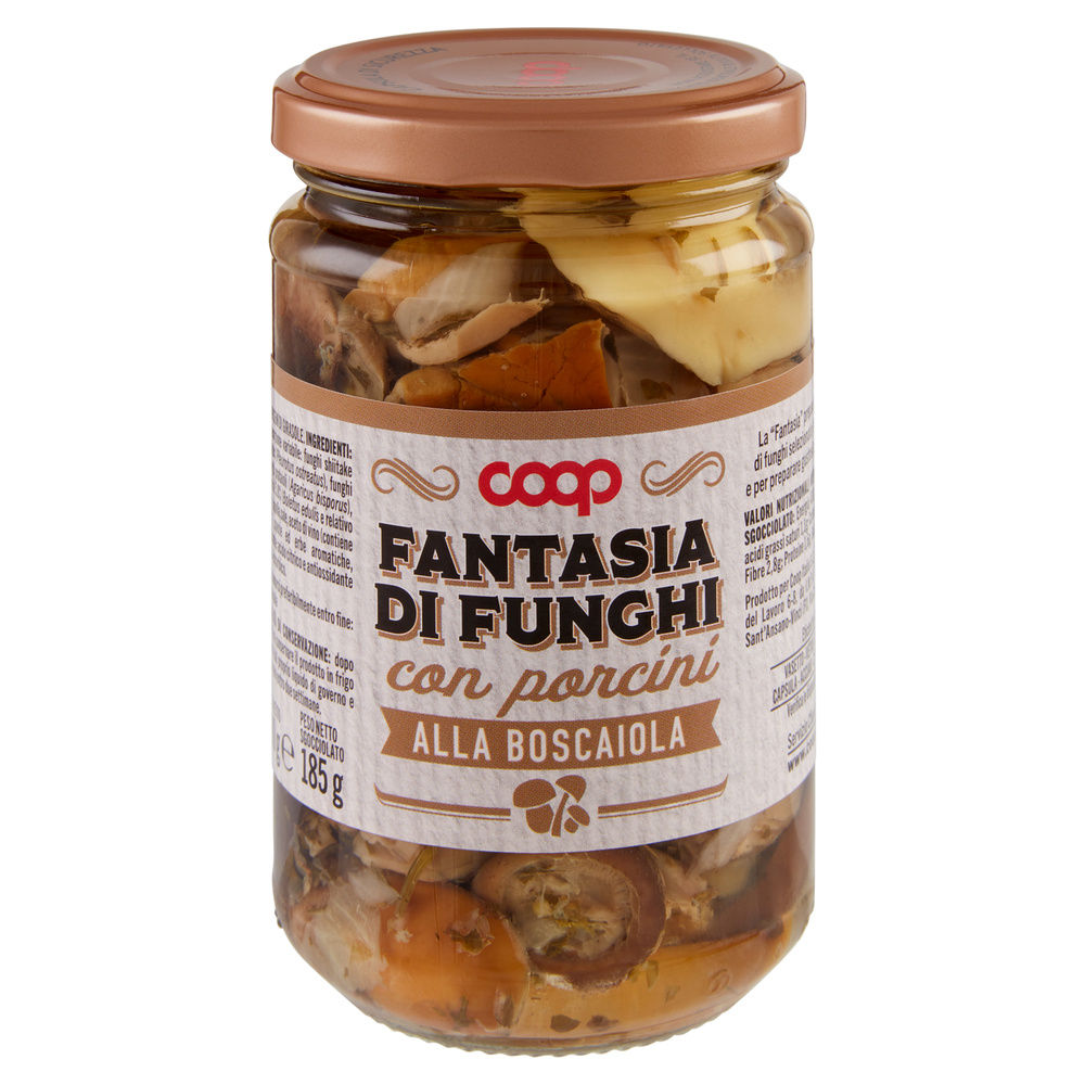 FANTASIA DI FUNGHI CON PORCINI IN OLIO DI GIRASOLE COOP VASO VETRO G 280 - 2