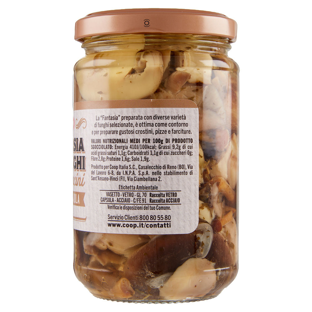 FANTASIA DI FUNGHI CON PORCINI IN OLIO DI GIRASOLE COOP VASO VETRO G 280 - 4
