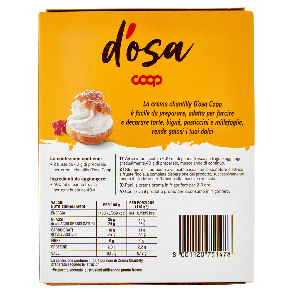 PREPARATO PER CREMA CHANTILLY D'OSA COOP X 2 SCATOLA G 80 - 1