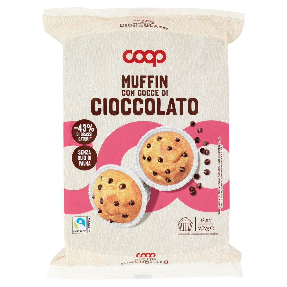 MUFFIN CLASSICO CON GOCCE DI CIOCCOLATO COOP FLOW-PACK G 252 - 1