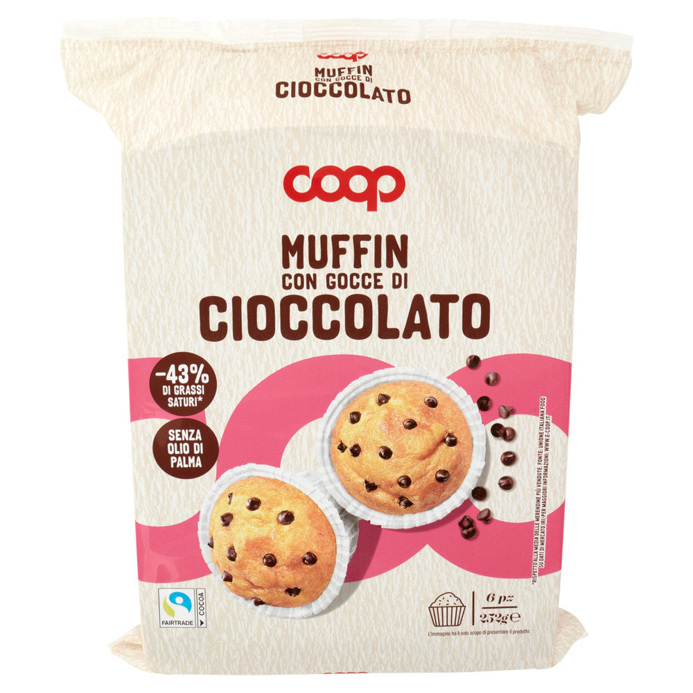MUFFIN CLASSICO CON GOCCE DI CIOCCOLATO COOP FLOW-PACK G 252 - 5