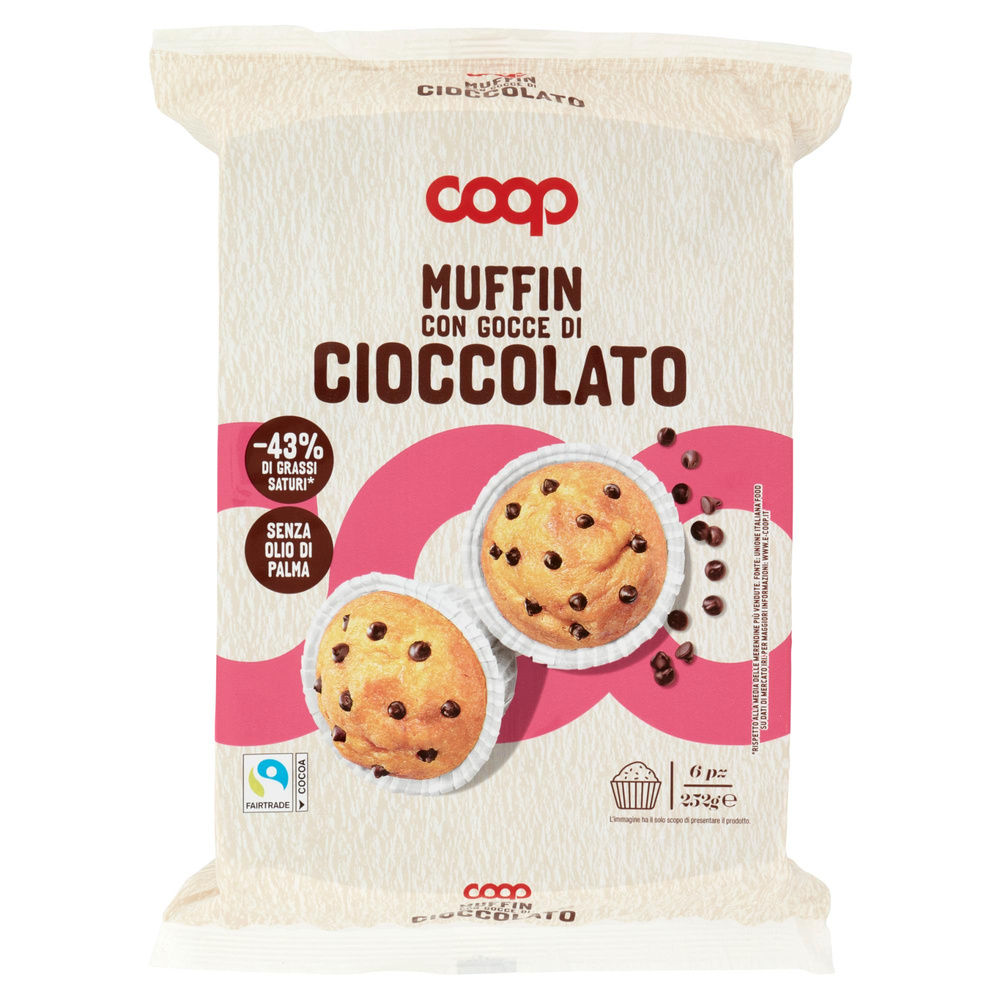 MUFFIN CLASSICO CON GOCCE DI CIOCCOLATO COOP FLOW-PACK G 252 - 3
