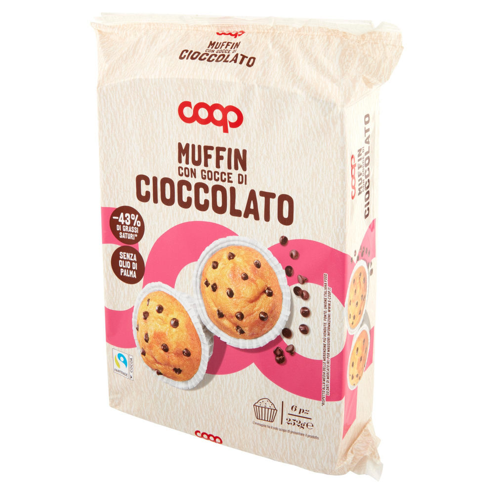 MUFFIN CLASSICO CON GOCCE DI CIOCCOLATO COOP FLOW-PACK G 252 - 8