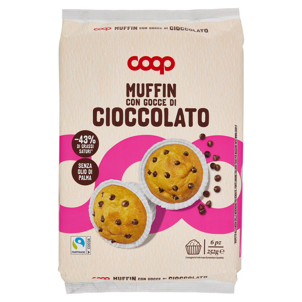 MUFFIN CLASSICO CON GOCCE DI CIOCCOLATO COOP FLOW-PACK G 252 - 0