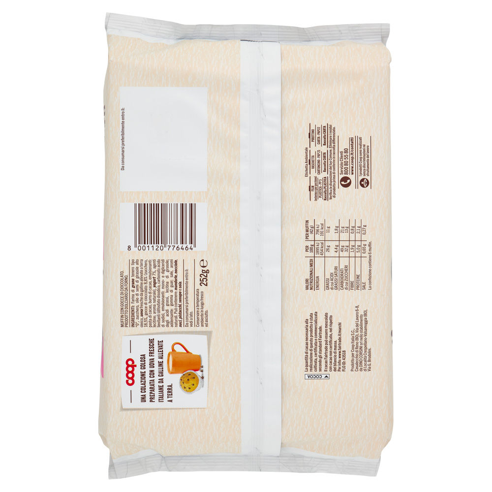 MUFFIN CLASSICO CON GOCCE DI CIOCCOLATO COOP FLOW-PACK G 252 - 13