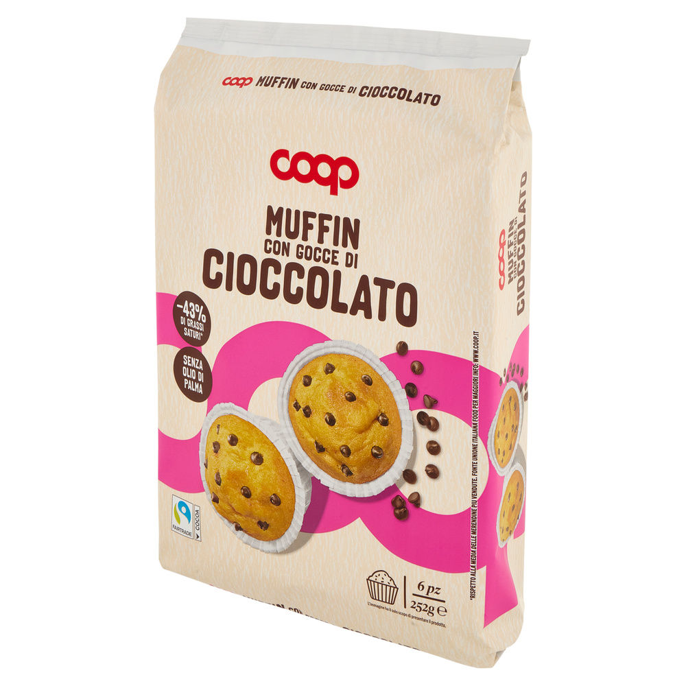 MUFFIN CLASSICO CON GOCCE DI CIOCCOLATO COOP FLOW-PACK G 252 - 17