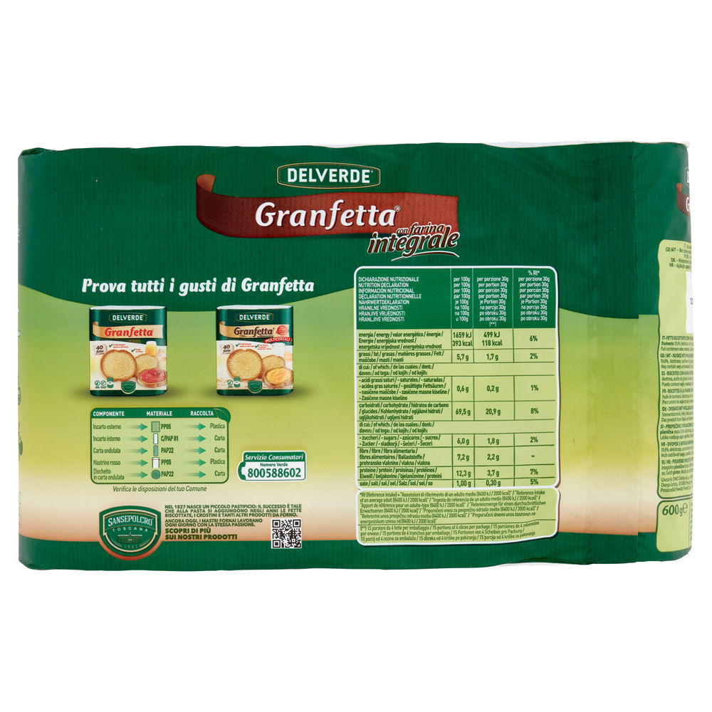 FETTE BISCOTTATE INTEGRALI 80 DELVERDE G 600 - 1