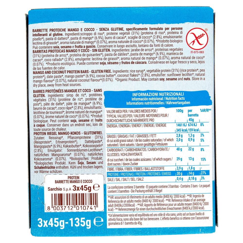 SG-BARRETTE PROTEIN MANGO E COCCO BIO SARCHIO G135 - 1