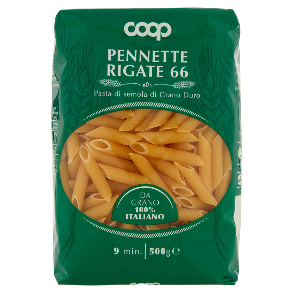 PASTA SEMOLA PENNETTE RIGATE COOP N.66 SACCHETTO G500 CON GRANO ITALIANO - 1