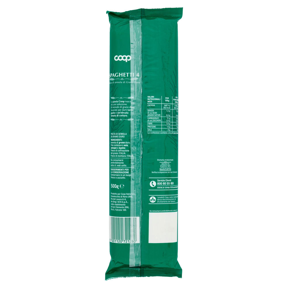 PASTA SEMOLA SPAGHETTI COOP N4 SACCHETTO G500 CON GRANO ITALIANO - 3