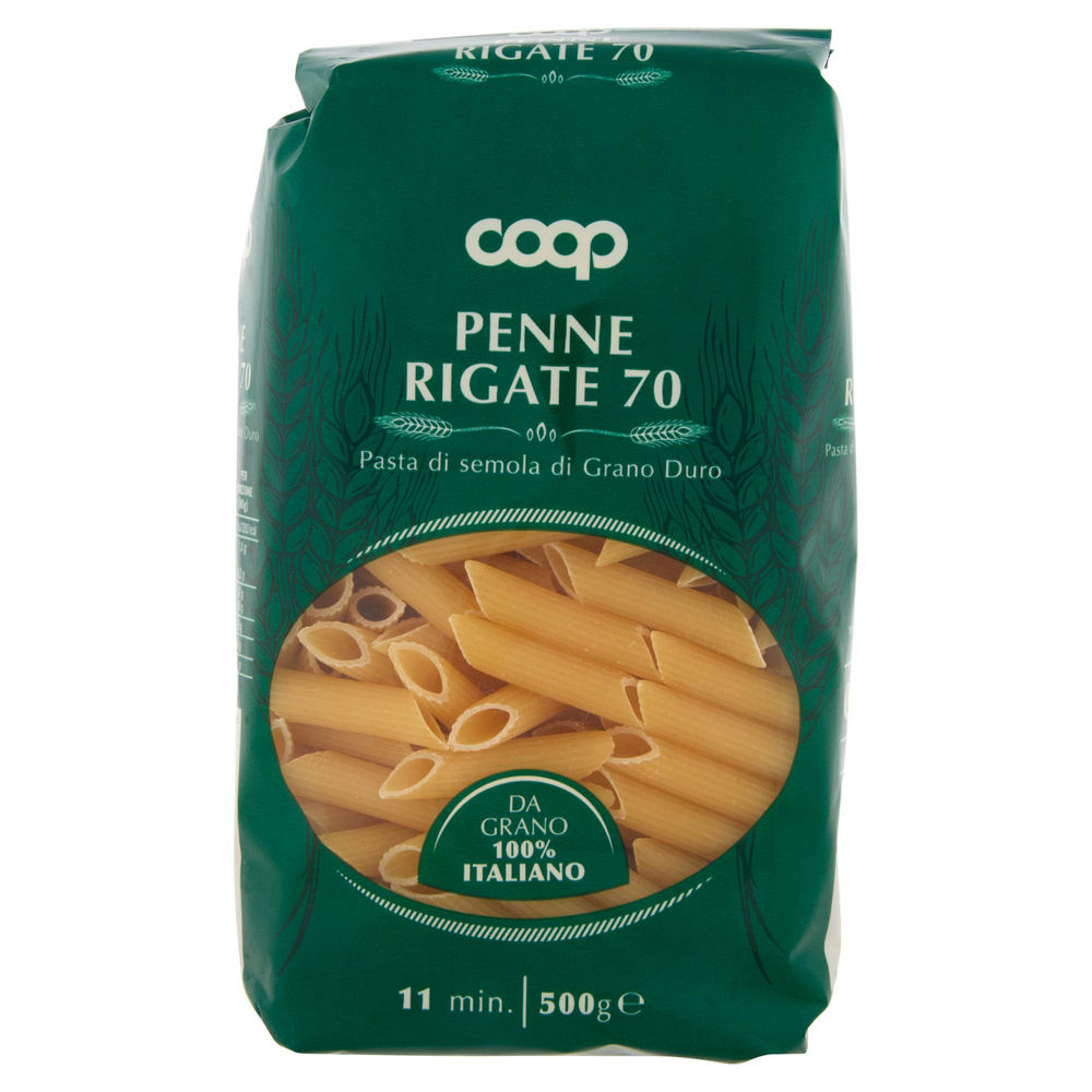 PASTA SEMOLA PENNE RIGATE COOP N. 70 SACCHETTO G 500 CON GRANO ITALIANO - 1