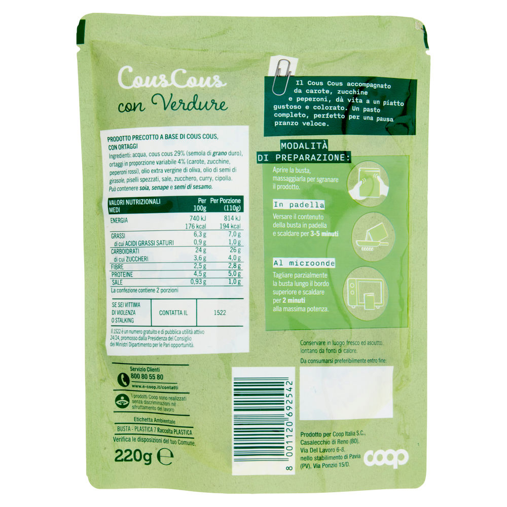 COUS COUS CON VERDURE COOP BUSTA G220 - 1
