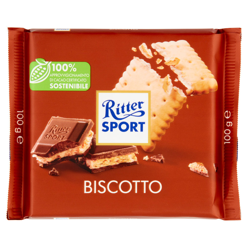 TAVOLETTA CIOCCOLATO AL LATTE RITTER SPORT CON  BISCOTTO INC. G.100 - 0