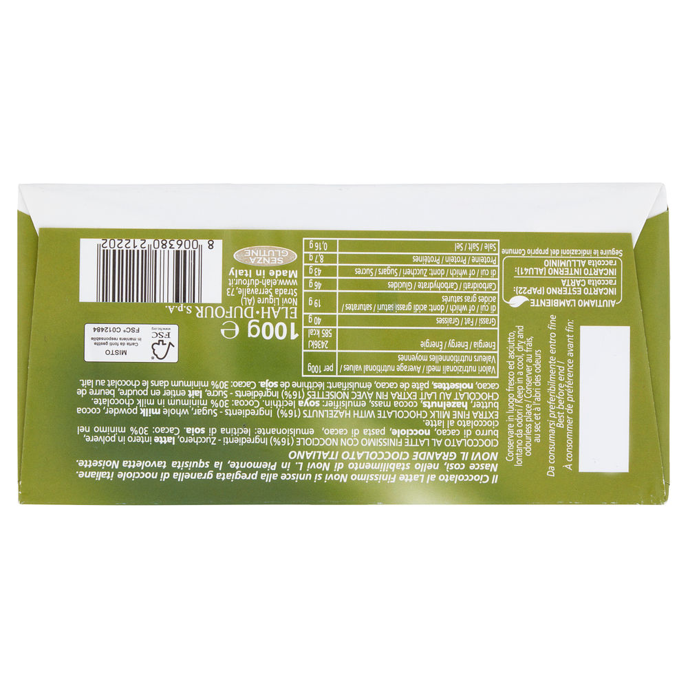 TAVOLETTA CIOCCOLATO NOISETTE LATTE/NOCCIOLE NOVI  INCARTO G 100 - 1
