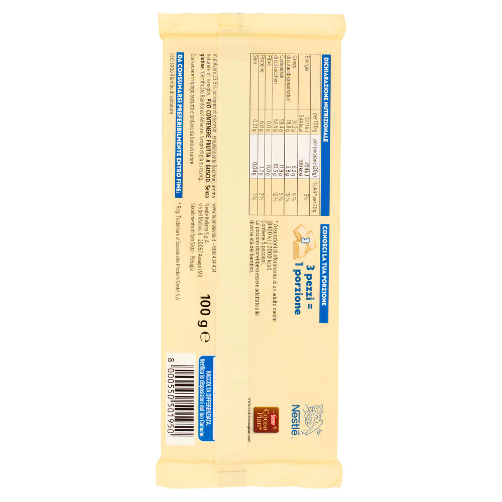TAVOLETTA CIOCCOLATO GALAK NESTLE' BIANCO INCARTO G 100 - 1