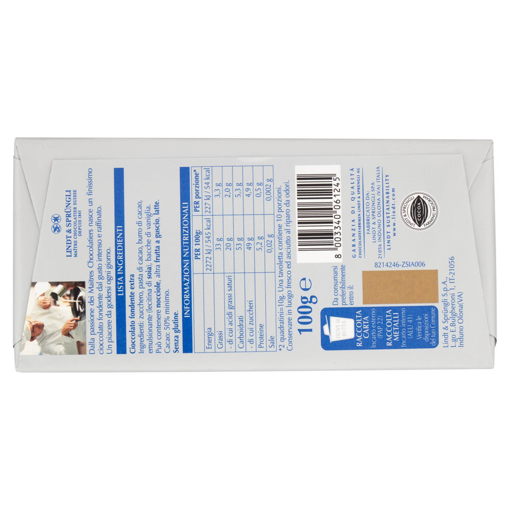 TAVOLETTA CIOCCOLATO LINDT FONDENTE SURFIN INCARTO GR.100 - 1
