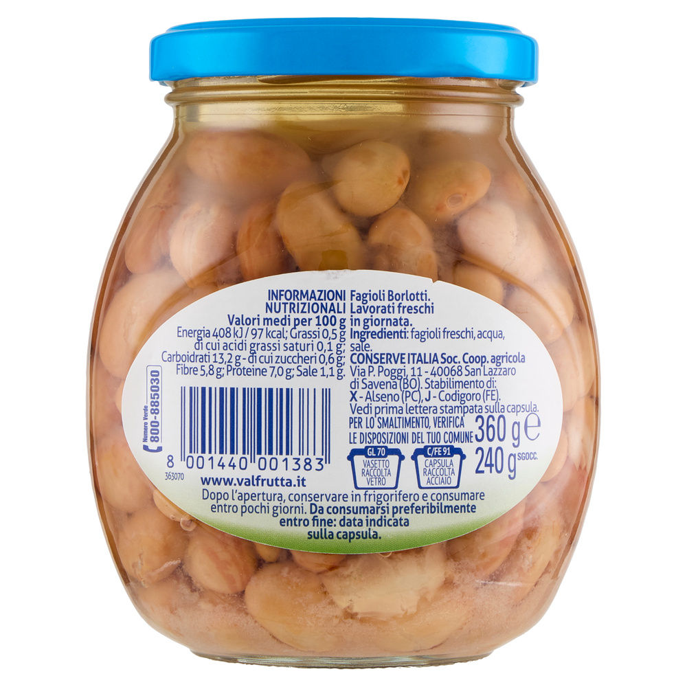FAGIOLI BORLOTTI VALFRUTTA VV. G360 SGOCC.G240 - 1