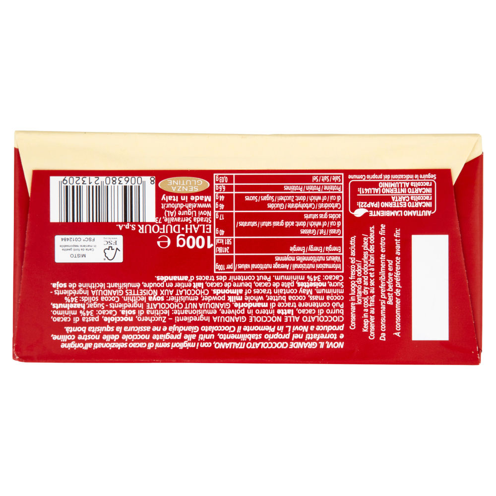 TAVOLETTA CIOCCOLATO NOVI NOCCIOLE GIANDUJA INCARTO G 100 - 1