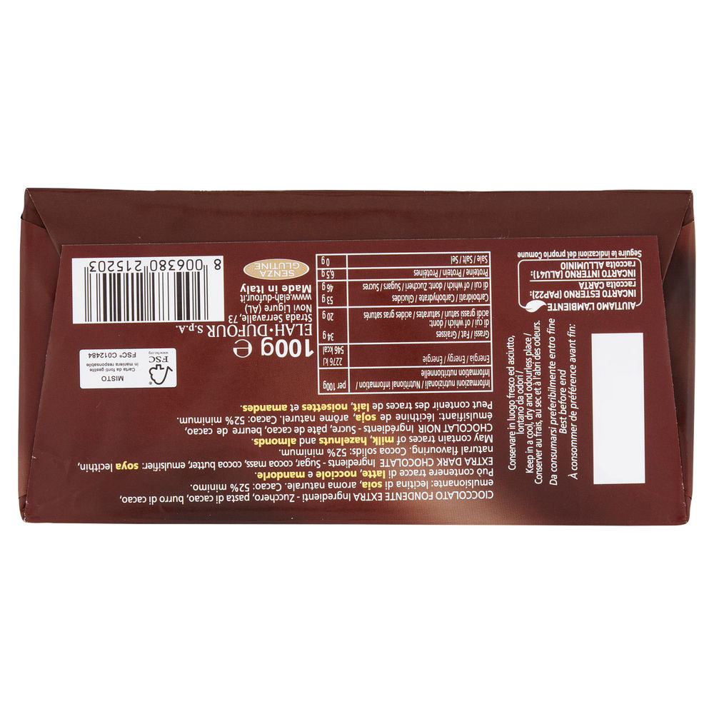 TAVOLETTA CIOCCOLATO NOVI FONDENTE EXTRA 52% INCARTO G100 - 1