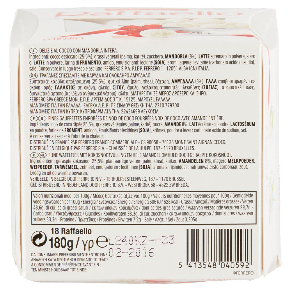 CONFETTERIA RAFFAELLO FERRERO T.18 SCATOLA G 180 - 2