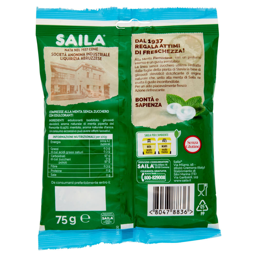 CARAMELLE SAILA MENTA SENZA ZUCCHERO BUSTA G 75 - 1