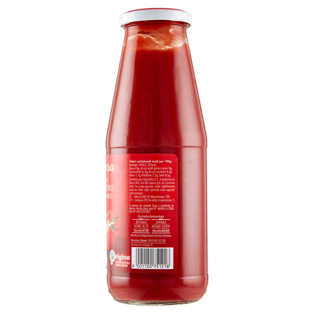 PASSATA DI POMODORO ITALIANO ORIGINE COOP BOTTIGLIA G 700 - 16