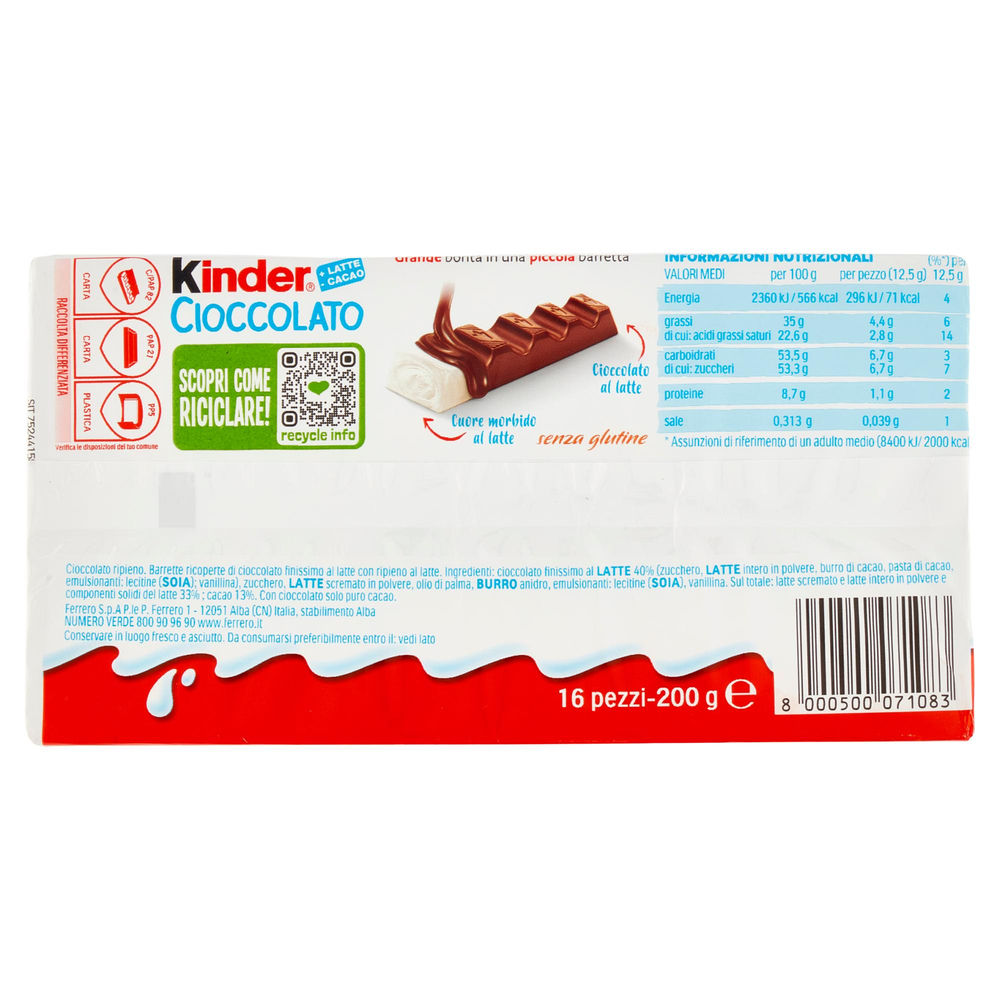 KINDER CIOCCOLATO  T16 SCATOLA G 200 - 1