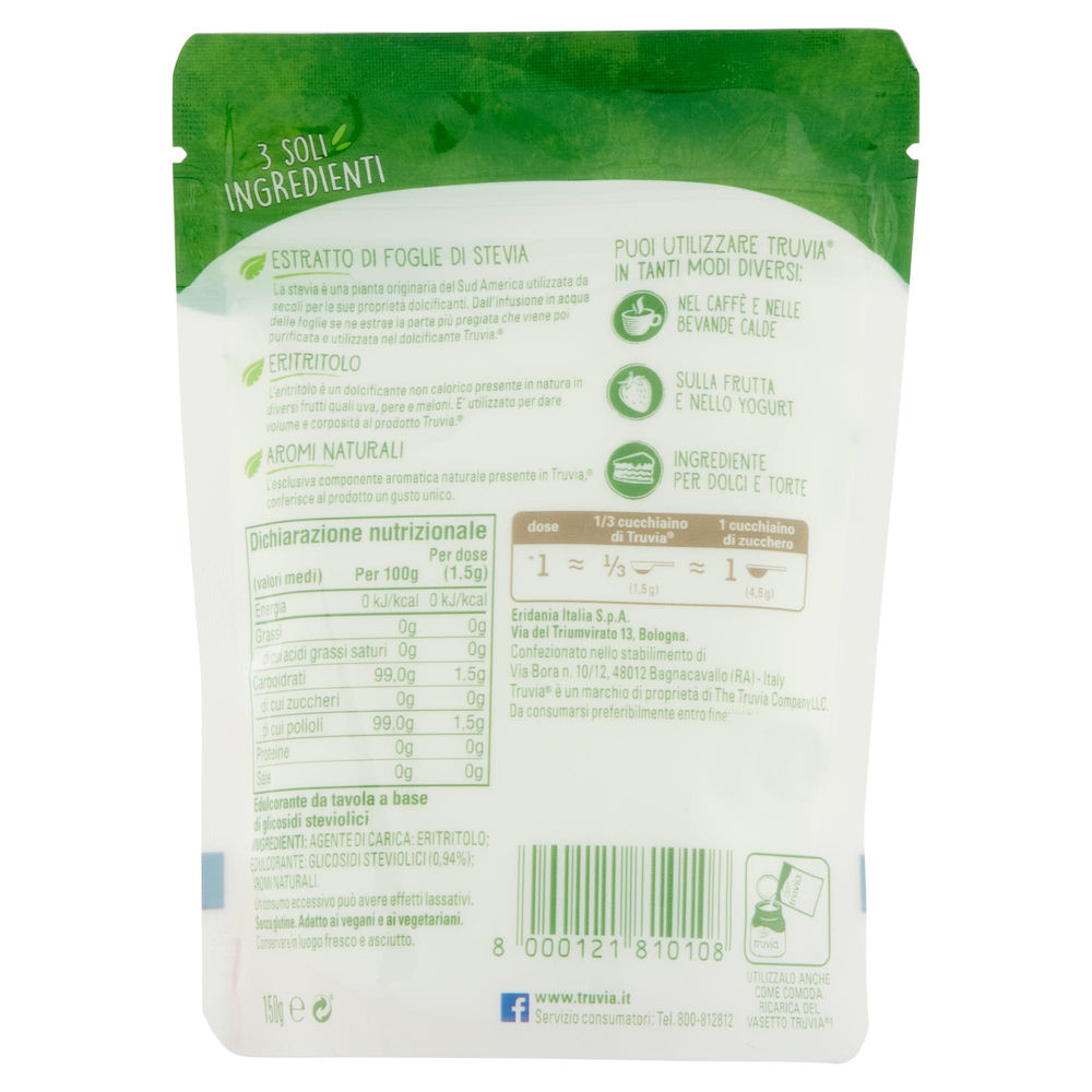 DOLCIFICANTE BASE STEVIA TRUVIA ERIDANIA FLOW PACK G.150 - 1