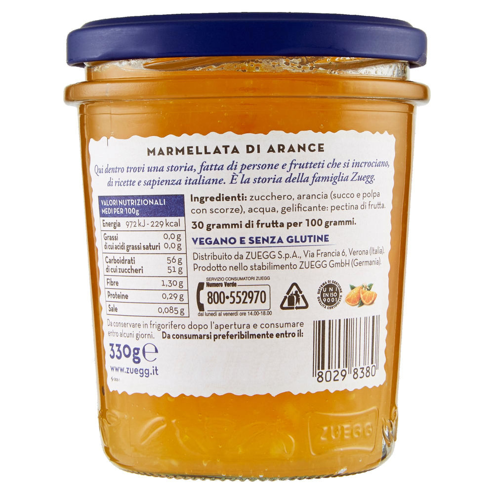 MARMELLATA ARANCIA ZUEGG VASO VETRO G.330 - 1