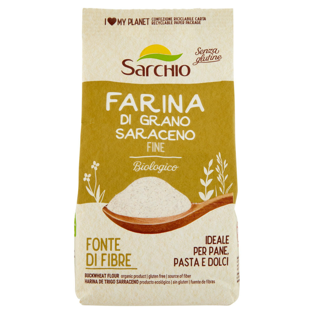 Farina grano saraceno fine bio senza glutine sarchio sacchetto g 500