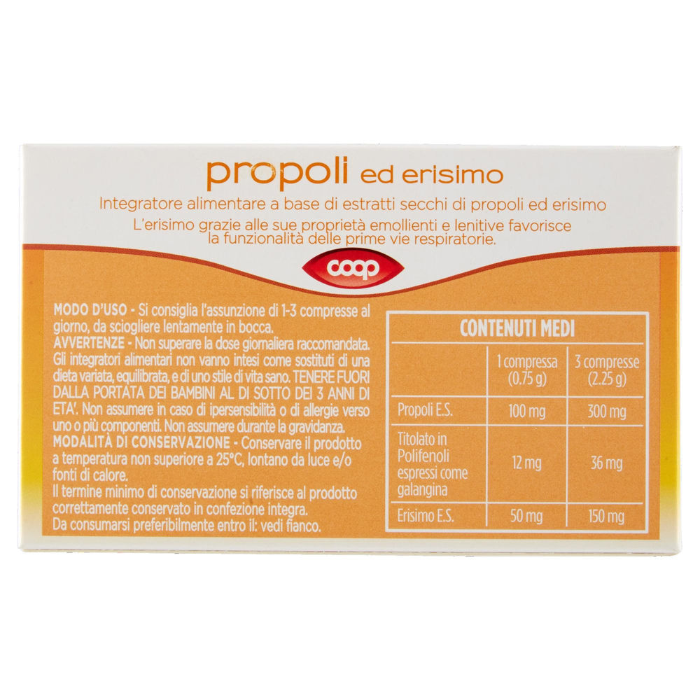 INTEGRATORE PROPOLI ED ERISIMO COOP SCATOLA 30 G22,5 - 1