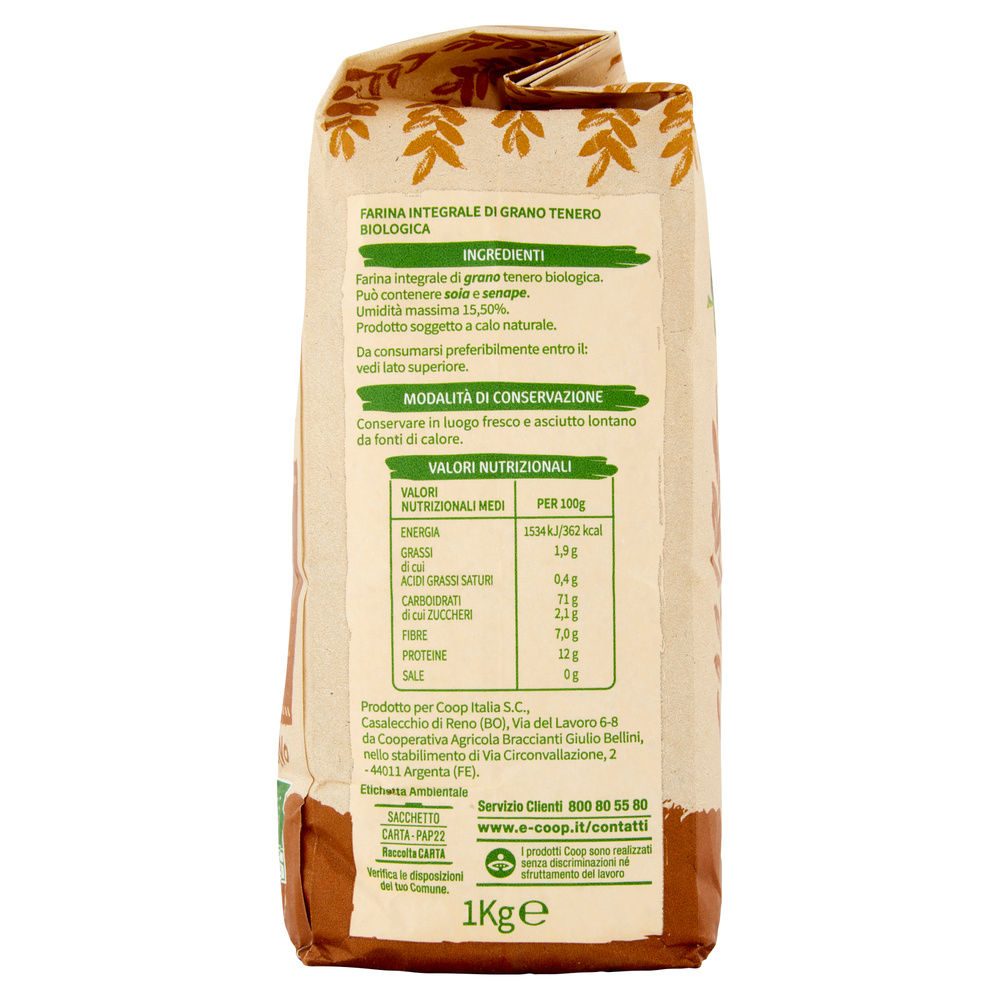 FARINA DI GRANO TENERO INTEGRALE BIO VIVI VERDE COOP SACCHETTO KG.1 - 5