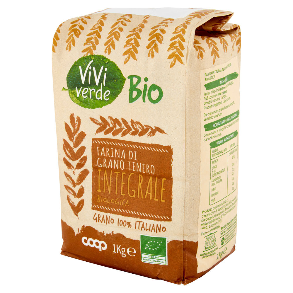 FARINA DI GRANO TENERO INTEGRALE BIO VIVI VERDE COOP SACCHETTO KG.1 - 2