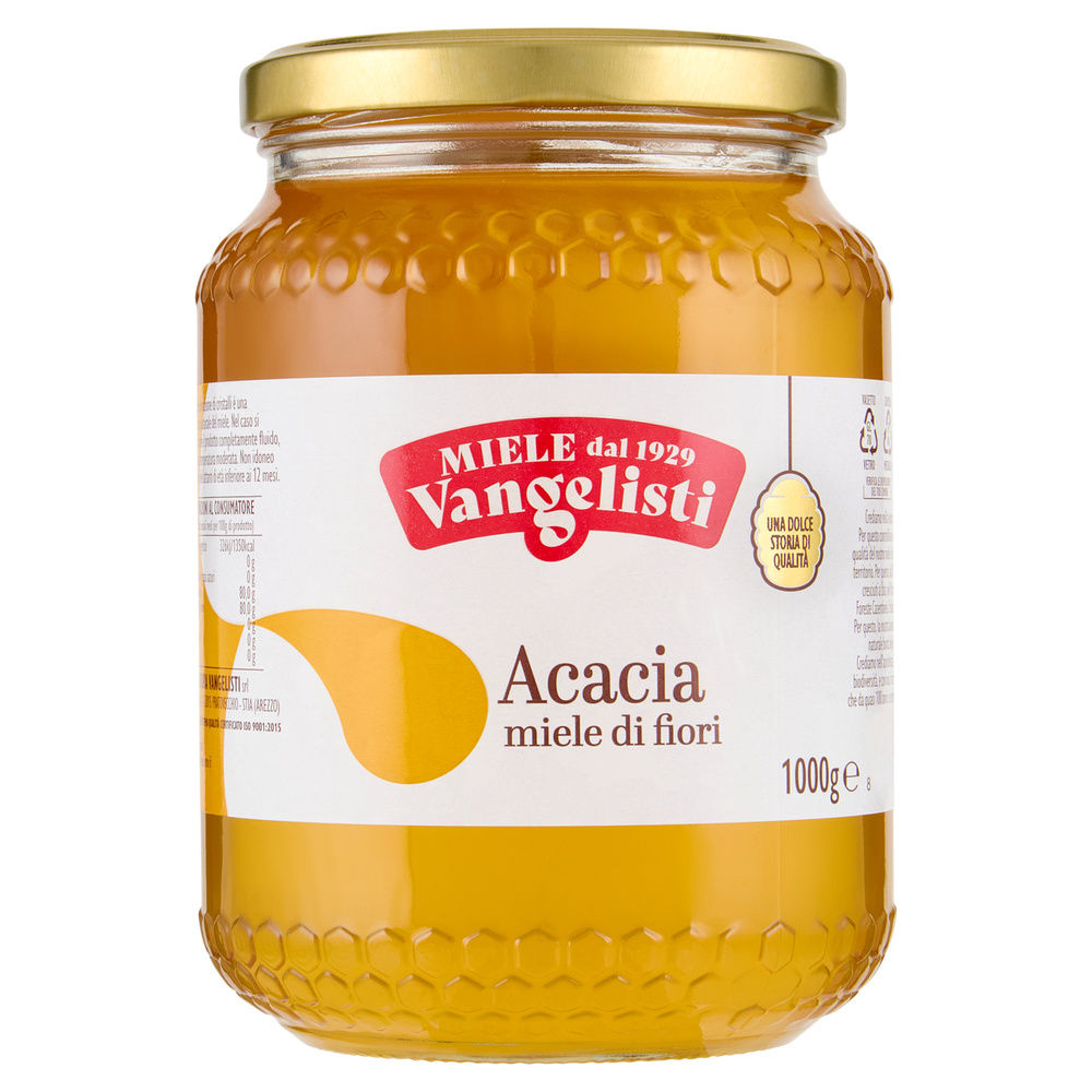 Miele di acacia origine ce vangelisti vaso vetro kg.1