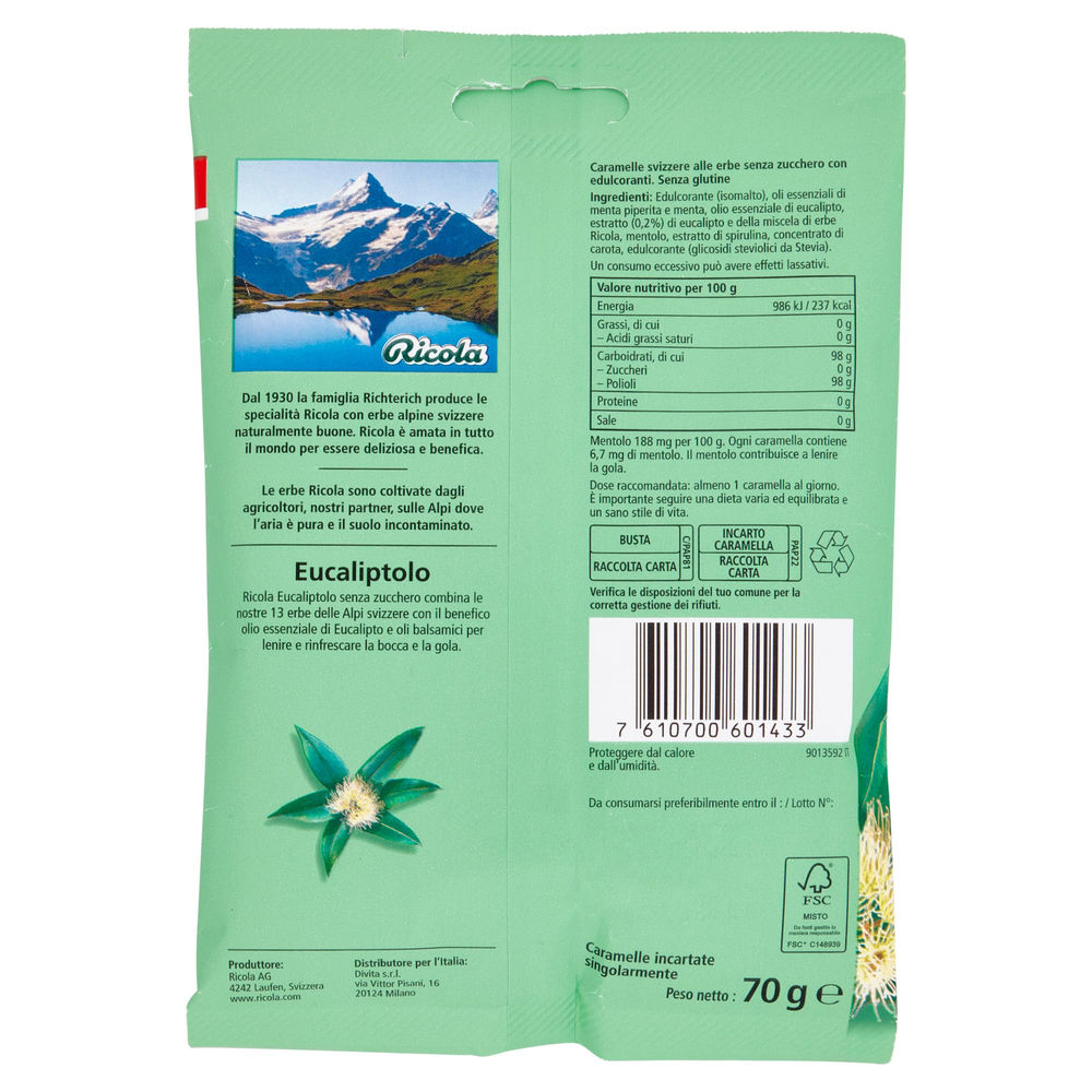 CARAMELLE EUCALIPTOLO RICOLA BUSTA G 70 - 1