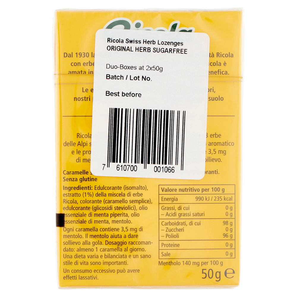 CARAMELLE ERBE BALSAMICHE S/ZUCCHERO RICOLA G 50X2 - 12