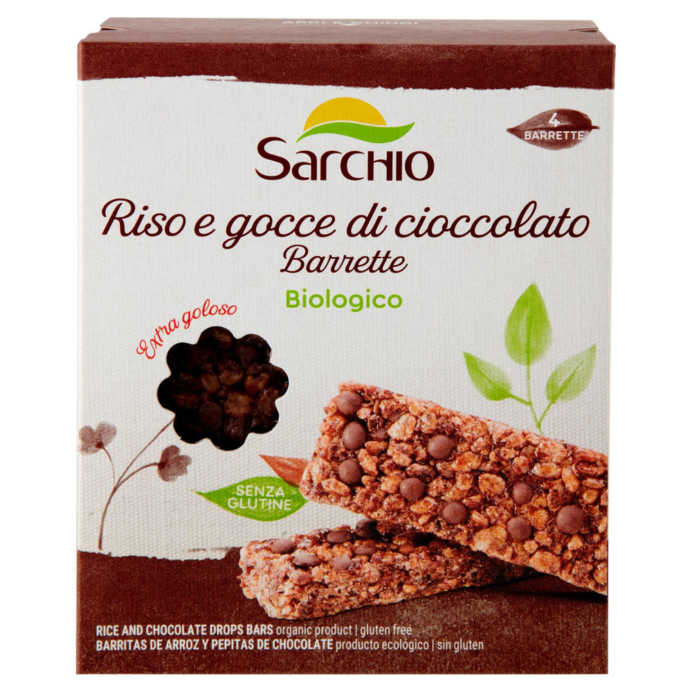 SNACK RISO E GOCCE DI CIOCCOLATO SENZA GLUTINE BIOLOGICO SARCHIO SCATOLA  G 80 - 6