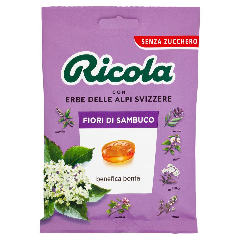 Caramelle fiori di sambuco s/zucchero ricola busta g 70