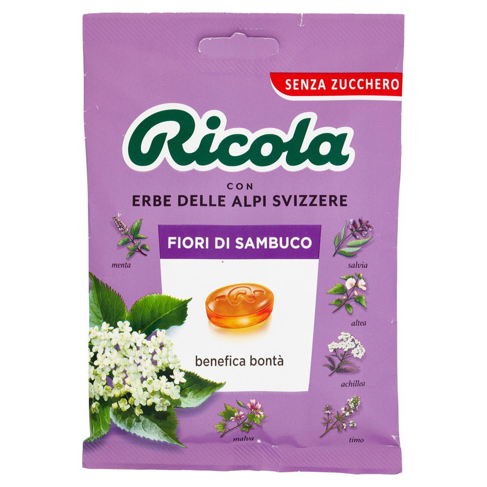 CARAMELLE FIORI DI SAMBUCO S/ZUCCHERO RICOLA BUSTA G 70 - 2