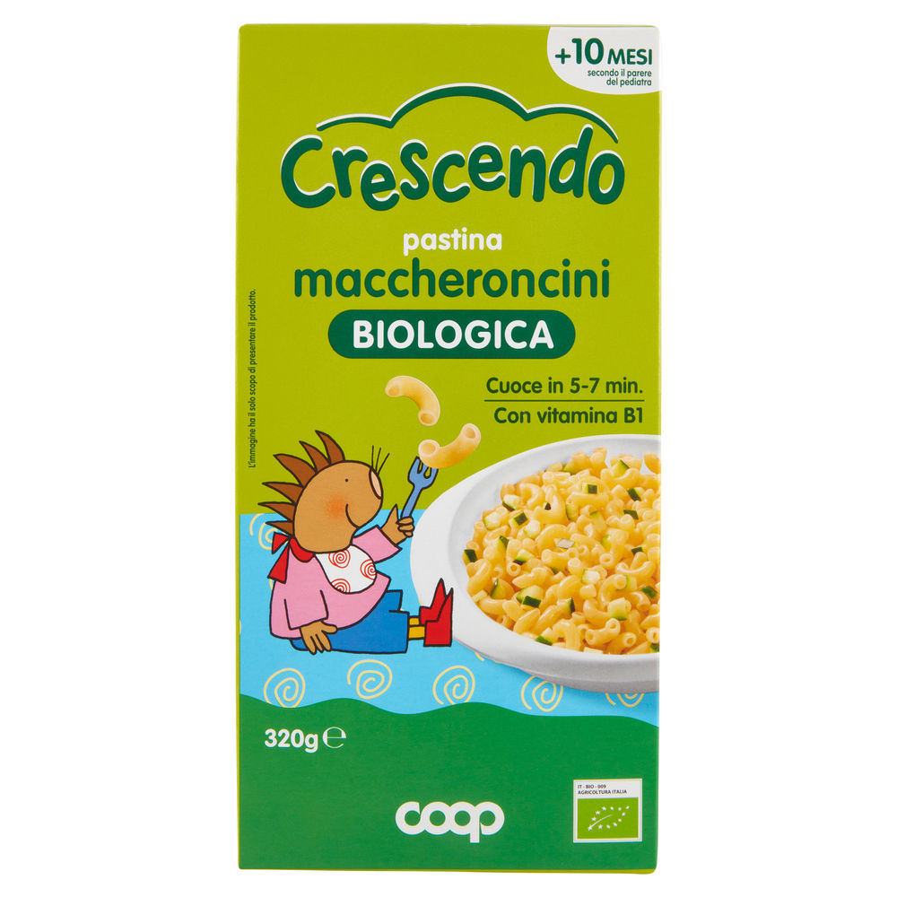 Pastina di semola di grano duro bio maccheroncini coop crescendo g 320