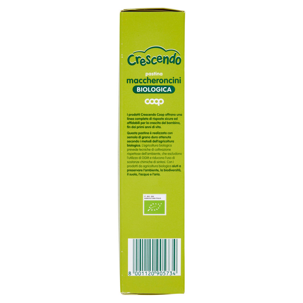 PASTINA DI SEMOLA DI GRANO DURO BIO MACCHERONCINI COOP CRESCENDO G 320 - 4