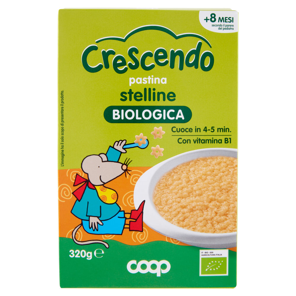 PASTINA DI SEMOLA DI GRANO DURO BIO STELLINE COOP CRESCENDO G 320 - 0