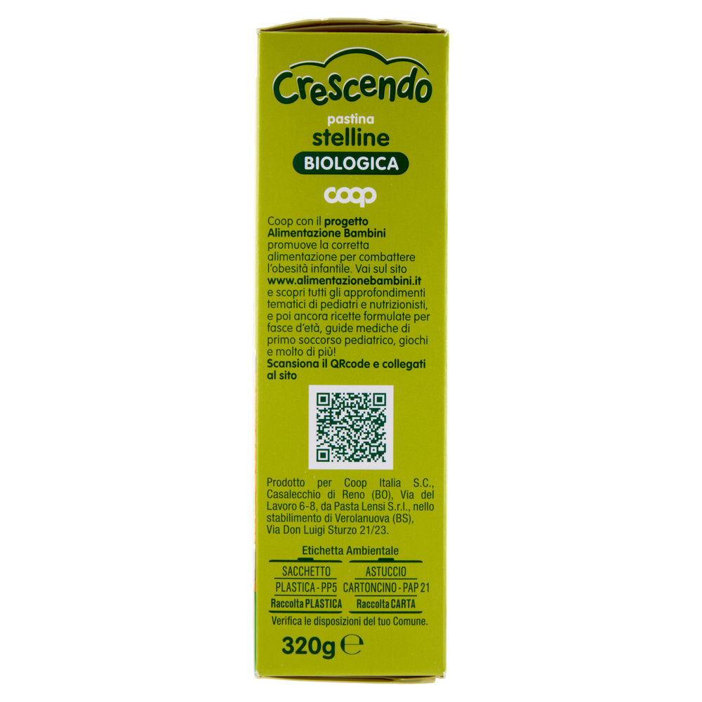 PASTINA DI SEMOLA DI GRANO DURO BIO STELLINE COOP CRESCENDO G 320 - 4