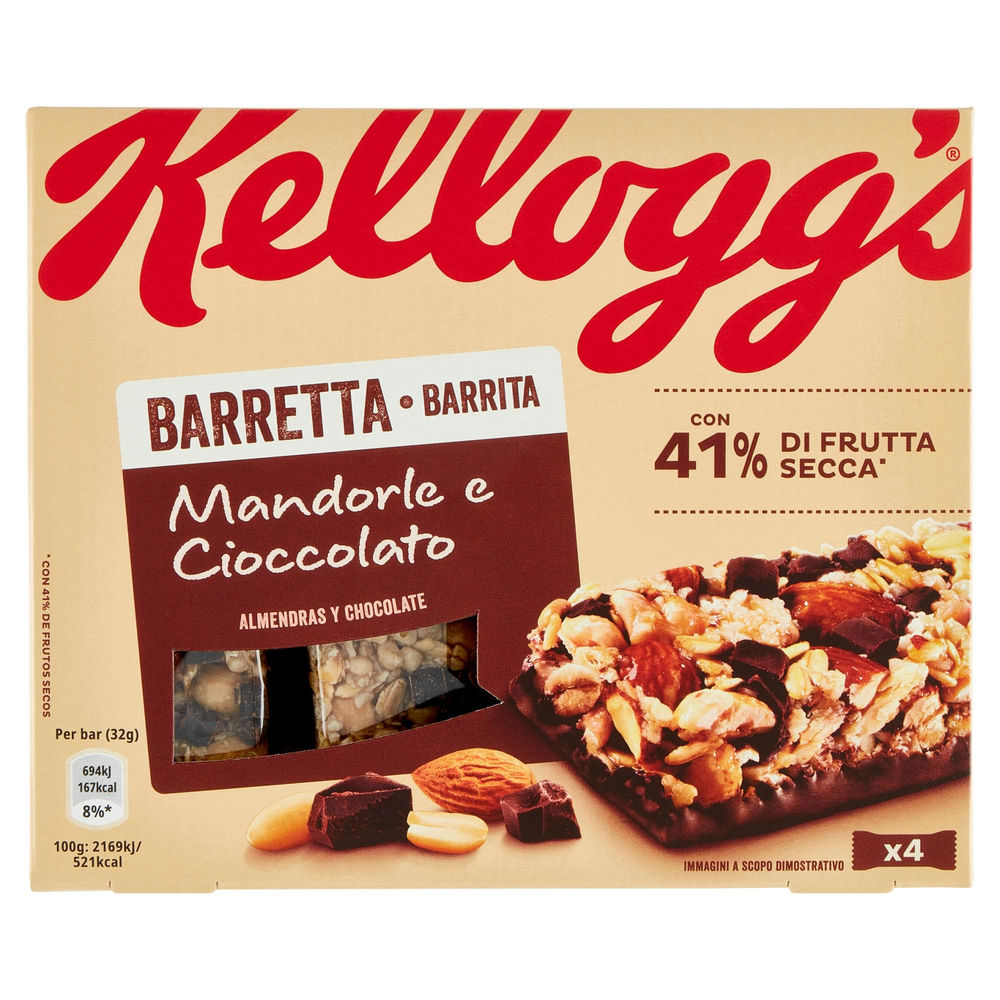 BARRETTE MANDORLA CIOCCOLATO KELLOGG'S SCATOLA PZ.4 X G 32 - 1