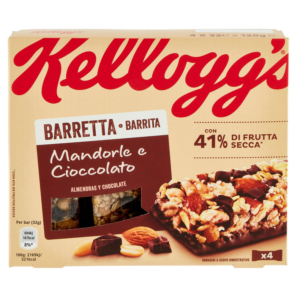 BARRETTE MANDORLA CIOCCOLATO KELLOGG'S SCATOLA PZ.4 X G 32 - 12