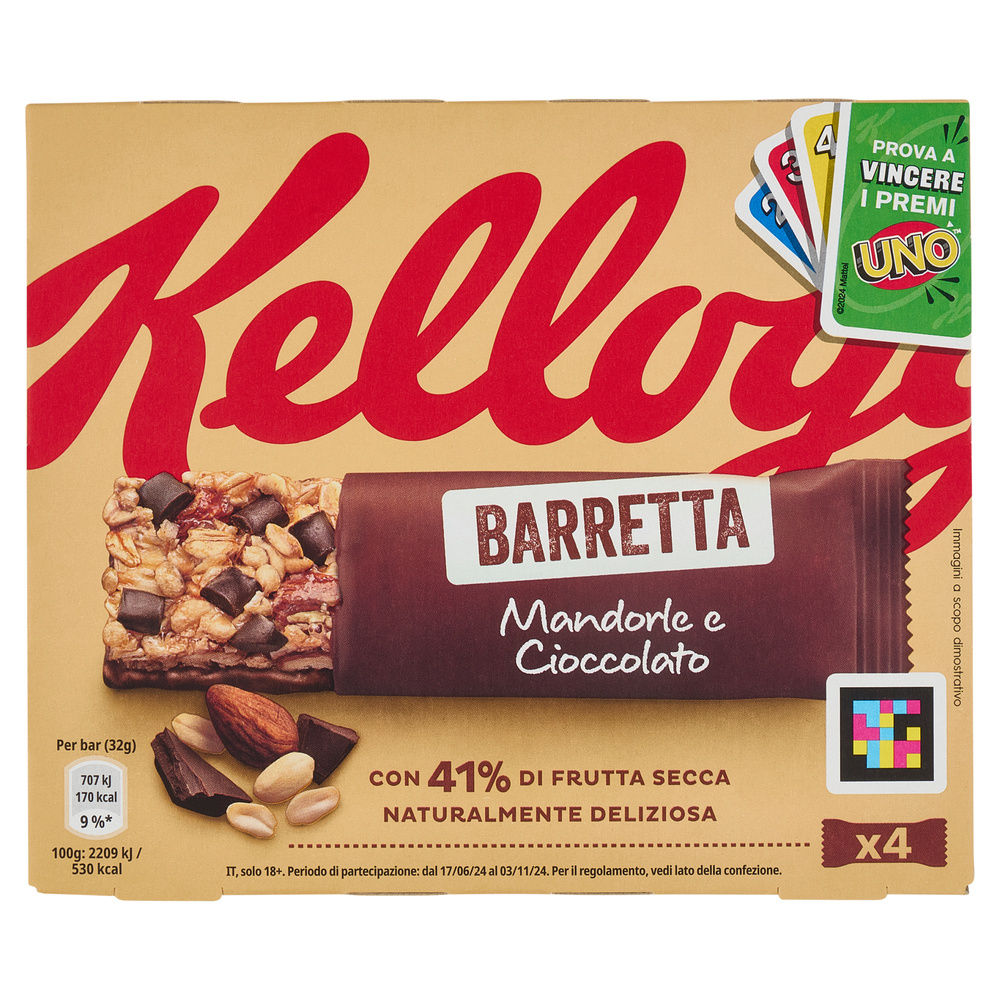 Barrette mandorla cioccolato kellogg's scatola pz.4 x g 32