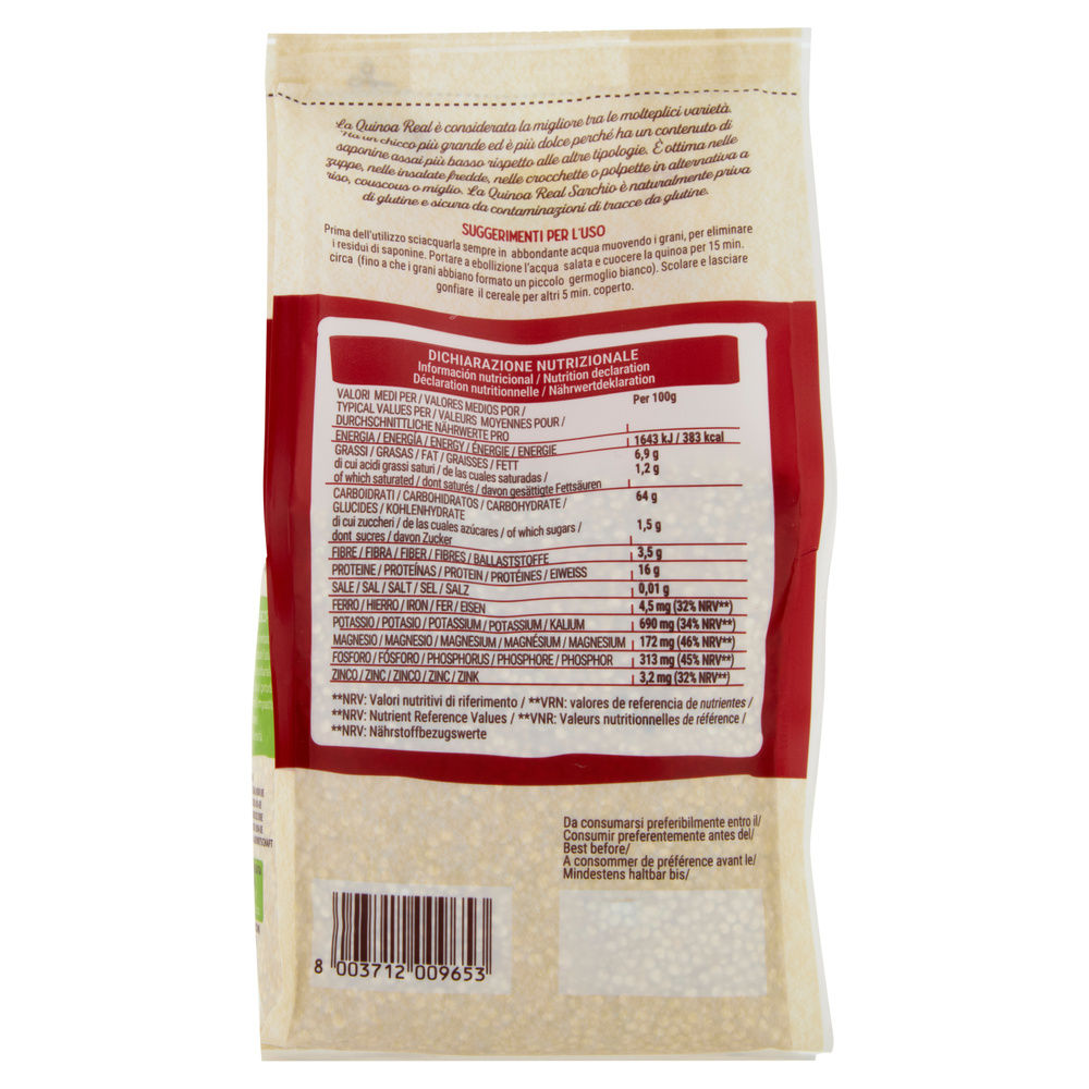 QUINOA REAL SENZA GLUTINE BIOLOGICA SARCHIO G 400 - 1