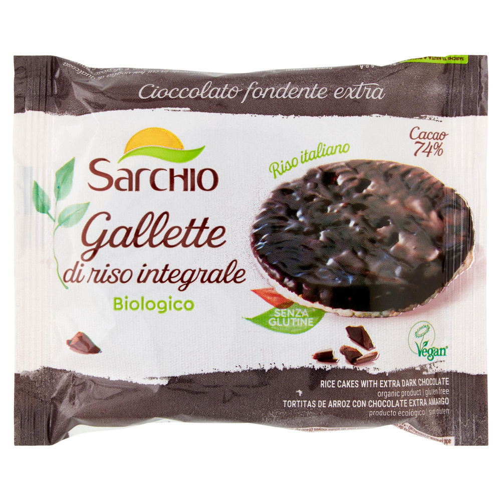 MONOPORZIONE GALLETTE RISO CIOCCOLATO FONDENTE SENZA GLUTINE BIO SARCHIO G 34 - 0