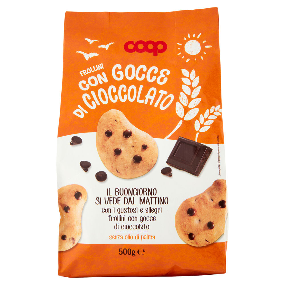 Biscotti frollini con gocce di cioccolato coop sacchetto gr.500 no palma