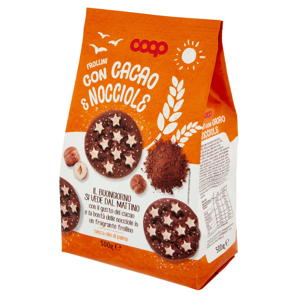 BISCOTTI FROLLINI CON CACAO E NOCCIOLE COOP SACCHETTO GR.500 NO PALMA - 3